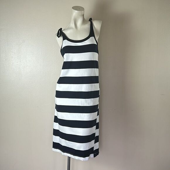 Womens ZARA stripped tank dress size medium cotton midi summer lounge sleeveless - Picture 2 of 7